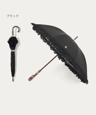 MOONBAT 【遮光/晴雨兼用日傘】POLO RALPH LAUREN(ポロ ラルフローレン) エンブフリル 長傘 遮熱 UV ブラック