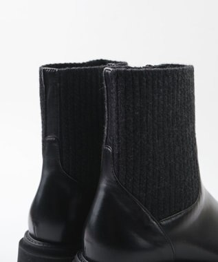 BONTRE 【イタリア製/本革】【LucaGrossi/ルカグロッシ】サイドニットショートブーツ/K148T-VA ブラック