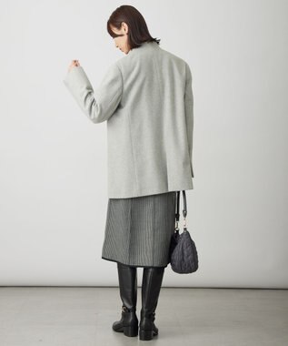 J.PRESS LADIES ショートビーバー ミディ丈 スタンドカラー コート トップグレー系