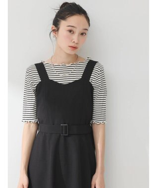 earth music&ecology ベルト付きパネルラインワンピース Black