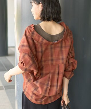 AMERICAN HOLIC イージーケアチェックシャツ【360°着こなしシャツ】 Orange