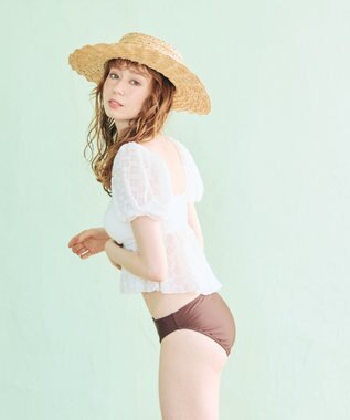 San-ai Resort（三愛水着楽園） 【SALE】３点セット水着　9M【San-ai Resort（サンアイリゾート）】 ホワイト×ブラウン