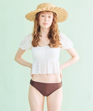 San-ai Resort（三愛水着楽園） 【SALE】３点セット水着　9M【San-ai Resort（サンアイリゾート）】 ホワイト×ブラウン