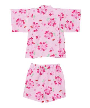 MIKI HOUSE HOT BISCUITS 【ミキハウス】【80-150cm】 アジサイ柄甚平スーツ パープル