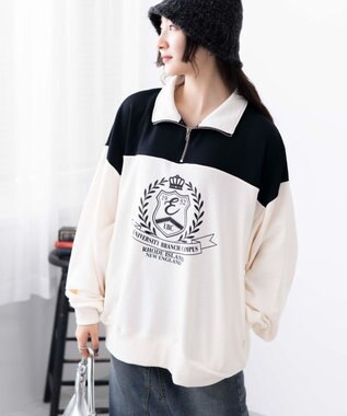 WEGO ハーフジップ切り替えBIBPO オフホワイト