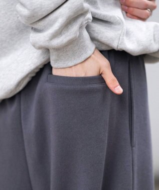 WEGO 【ユニセックス着用ITEM/MLサイズ展開/ウエストゴム】ボンディングスウェットパンツ ブラック中濃色