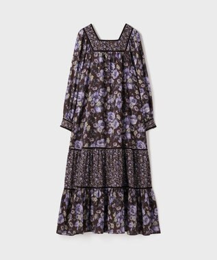 GRACE CONTINENTAL ボタニカルティアードワンピース ブラウン