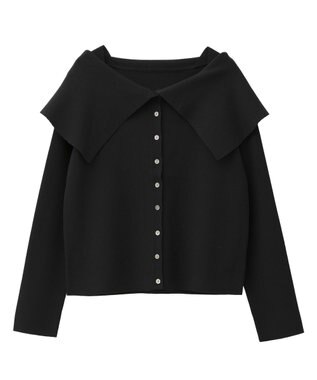 YECCA VECCA 2wayオフショルカラーカーディガン Black