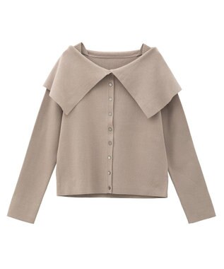 YECCA VECCA 2wayオフショルカラーカーディガン Beige