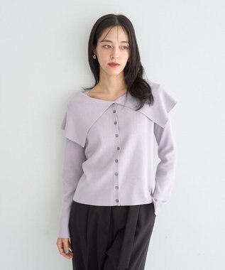 YECCA VECCA 2wayオフショルカラーカーディガン Lavender
