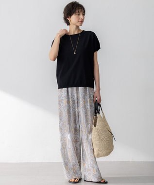 23区 L 【新色追加/洗える】レーヨンポリエステルストレッチ プルオーバー ニット ブラック系