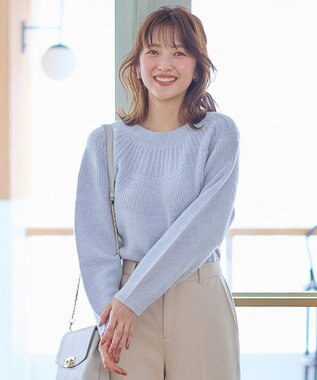 ANY SIS 【洗える】ソフトタッチ求心 ニット ライトブルー