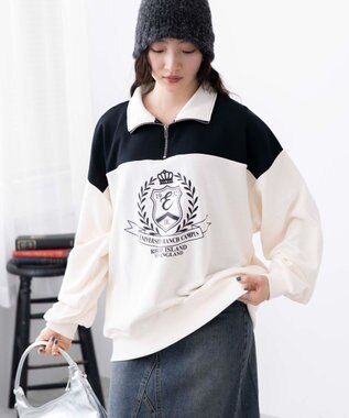 WEGO ハーフジップ切り替えBIBPO オフホワイト