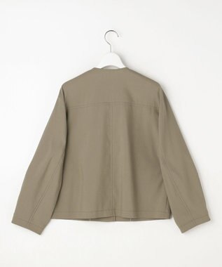 自由区 【カタログ掲載・セットアップ対応】リネンストレッチノーカラー ジャケット カーキ