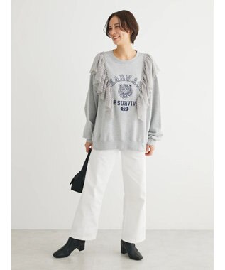 Green Parks ストレートタックデニムパンツ White