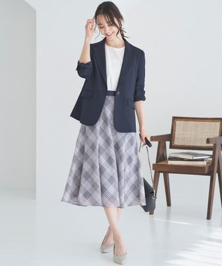ANY SIS 【洗える】ツートーンシアーチェック スカート ラベンダーグレー系