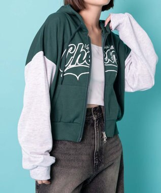 WEGO チアロゴWジップパーカー グリーン