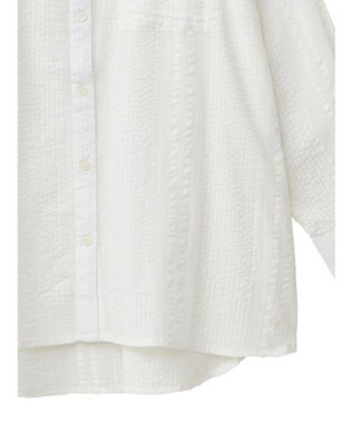 Green Parks インド綿 シアサッカーシャツ Off White