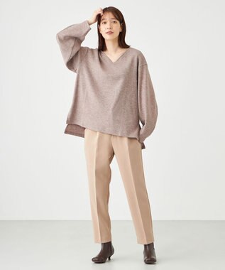 SHARE PARK LADIES 【洗える】ダブルクロスストレッチパンツ ベージュ