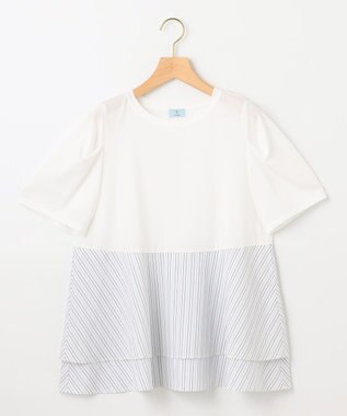 組曲 L シャツコンビティアード カットソー マルチストライプ系