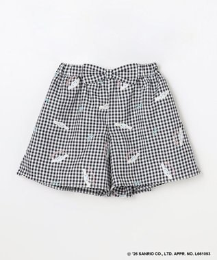 ANY KIDS 【シナモロール×ANY KIDS】刺繍 ギンガムキュロット ブラック×ギンガム