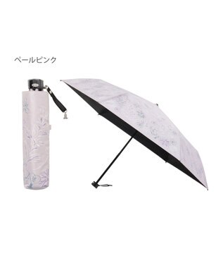 MOONBAT 【遮光率100％/遮熱/UV】LANVIN en Bleu (ランバン オン ブルー)晴雨兼用日傘 ドローイング フラワー 花柄 折りたたみ傘 簡単開閉 ペールピンク