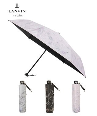 MOONBAT 【遮光率100％/遮熱/UV】LANVIN en Bleu (ランバン オン ブルー)晴雨兼用日傘 ドローイング フラワー 花柄 折りたたみ傘 簡単開閉 ペールピンク