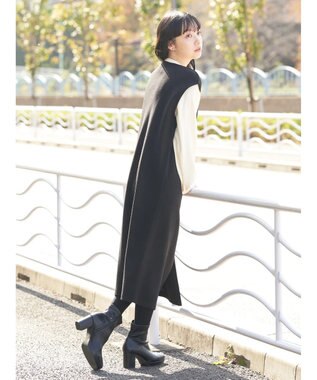 earth music&ecology 圧縮ニットＺＩＰジャンスカ Black