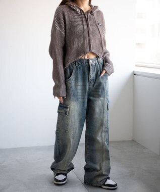 WEGO ヴィンテージウォッシュカーゴデニム デニム中濃色