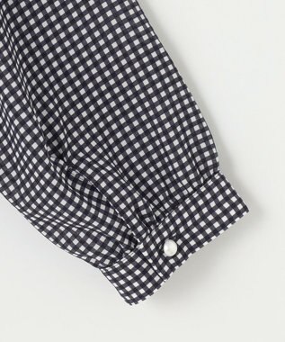 J.PRESS LADIES 【洗える】ギンガムチェック ボウタイ ブラウス ホワイト×ネイビー系