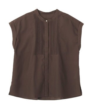 YECCA VECCA スモッキングピンタックシャツ Brown