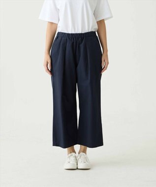caqu color linen wide cropped コットンリネンクロップド丈ワイドパンツ navy