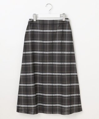 J.PRESS LADIES L 【洗える】シアーチェック スカート ブラック系