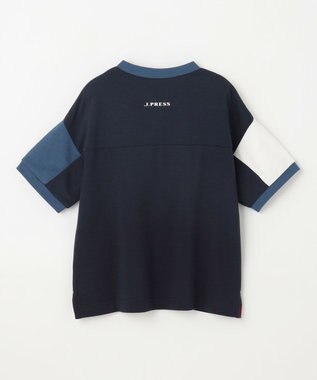 J.PRESS KIDS 【吸水速乾】【100-130cm】ポンチローマ トリコロール 切替Ｔシャツ ネイビー系