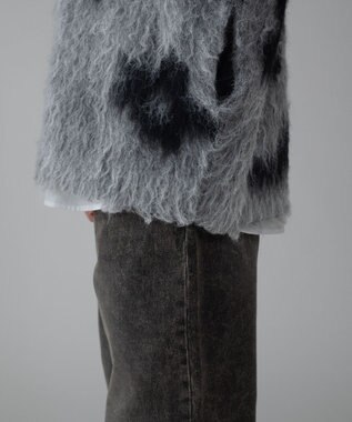 WEGO 【ユニセックス着用ITEM/MLサイズ展開】モヘアタッチパターンカーディガン ダークグレー