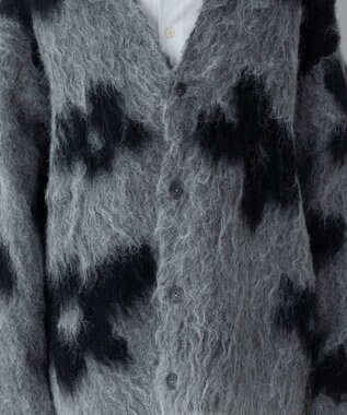 WEGO 【ユニセックス着用ITEM/MLサイズ展開】モヘアタッチパターンカーディガン ダークグレー