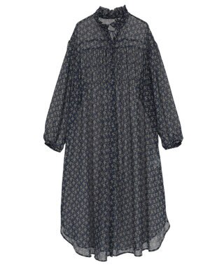 Green Parks 花柄シフォン楊柳ワンピース Black