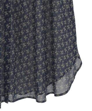 Green Parks 花柄シフォン楊柳ワンピース Black