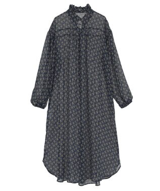 Green Parks 花柄シフォン楊柳ワンピース Black