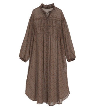 Green Parks 花柄シフォン楊柳ワンピース Brown