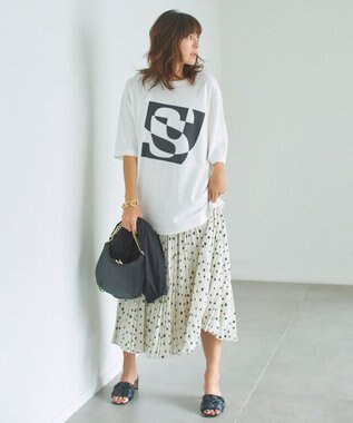 自由区 【セットアップ可】ドットプリント プリーツスカート ベージュ系5