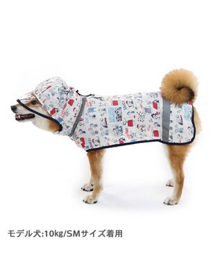 PET PARADISE スヌーピー レインコート 透明フード付き 《アメリカンビンテージ柄》 中型犬 大型犬 白～オフホワイト