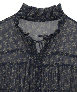 Green Parks 花柄シフォン楊柳ワンピース Black