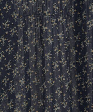 Green Parks 花柄シフォン楊柳ワンピース Black