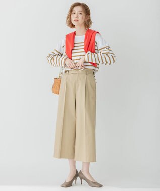 23区 【洗える】カルゼストレッチ クロップド パンツ キャメル系