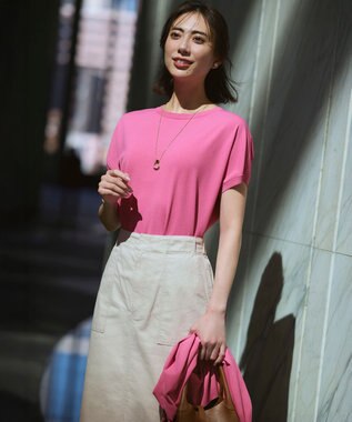 23区 L 【新色追加/見上愛さん着用】レーヨンポリエステルストレッチ プルオーバー ニット ピンク系