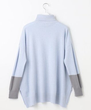 自由区 【洗える】セミウーステッドウール タートルネックニット スカイブルー系1