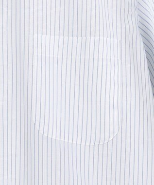 GOTAIRIKU 春夏向け【形態安定】SUMMERPREMIUMPLEATS_スナップダウンカラー 半袖ドレスシャツ(25年モデル) 白地×ネイビーストライプ