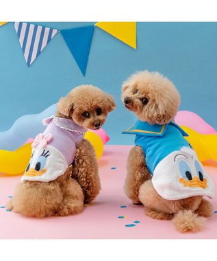 PET PARADISE ディズニー ドナルドダック 顔 ふわ トレーナー 小型犬 ブルー