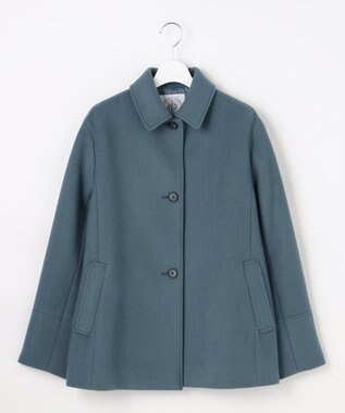 J.PRESS LADIES ショートビーバー ショート丈 ステンカラー コート ティールブルー系